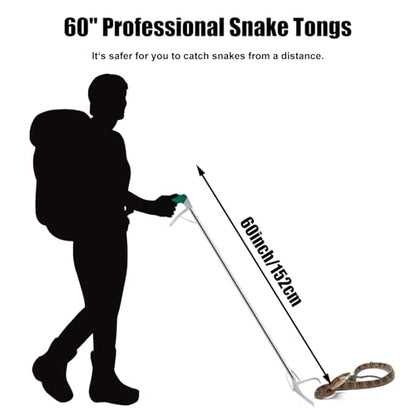 60“ Professional Snake Tongs - Extra Long Heavy Duty Snake Catcher Tongs Grabber Rattle Wide Jaw Handling Tool - size: 60 Inch