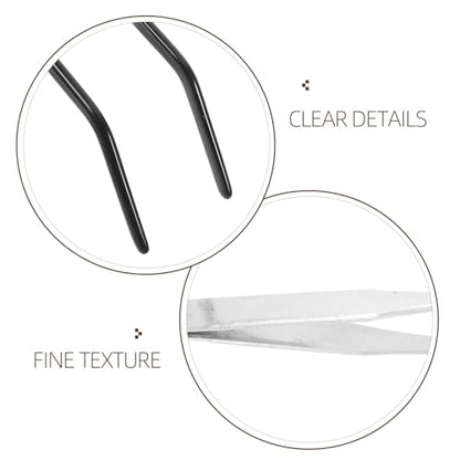 SUPVOX 2pcs Reptile Feeding Tongs with Rubber Tips: Stainless Steel Curved Long Tweezers Terrarium Supplies - for Aquarium Snake Tank Accessories