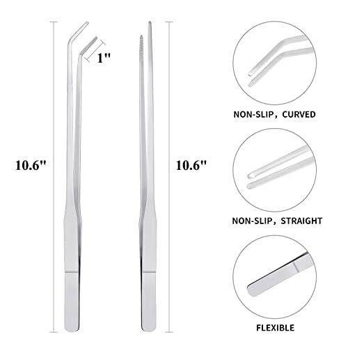 Reptile Growth Reptile Bowl Set Includes Reptile Food Dish,Reptile Water Dish,Reptile Feeding Tongs,Long Tweezers for Terrarium,for Leopard Gecko,Frog,Bearded Dragon,Snake,Tortoise,Hermit Crab