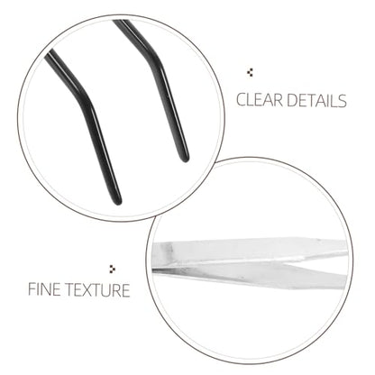 Uonlytech 2pcs Stainless Steel Feeding Tongs with Curved Rubber Tips for Safe Reptile Feeding Long Tweezers for Snakes Geckos and Terrarium Supplies