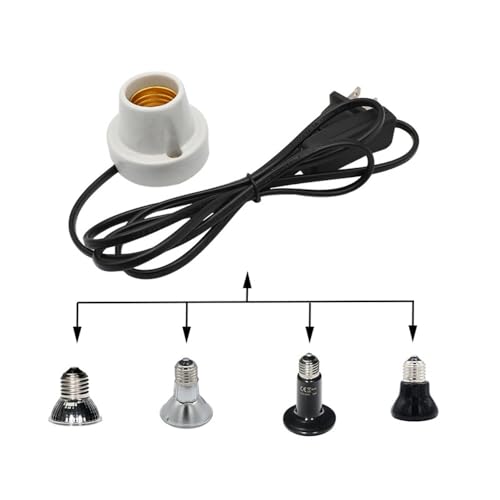 Reptile Ceramic Heat Lamp Holder E27 Socket – Adjustable Heat Light Fixture for Lizard, Tortoise, Snake & Amphibians – High Temperature, Universal | Lamp Base for Terrarium (US Plug 120V)
