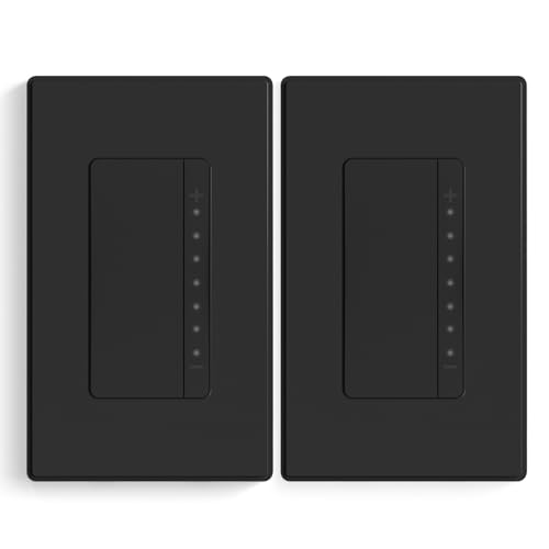 ELEGRP Dimmer Switch, Digital Dimmer Light Switch for LED Lights 150W, INC/HAL 450W, 3 Way LED Dimmer Switch, Needs Neutral Wire, Wall Plate Included, UL Listed, 2 Pack, Matte Black - color: Black, size: Single Pole/3 Way