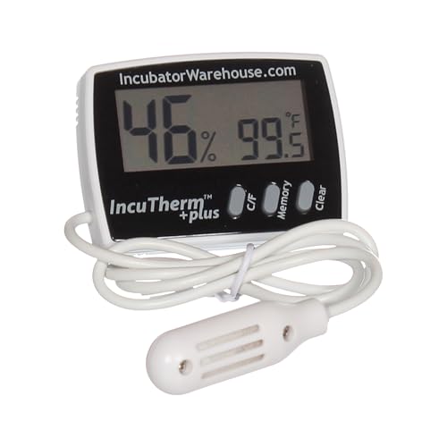 IncuTherm™ Plus Digital Thermometer and Hygrometer for Egg Incubator - Large Digital Display with Min/Max Memory - Remote Probe - Reads Celsius and Fahrenheit +/-1° 1109 IWTH01
