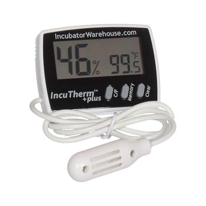 IncuTherm™ Plus Digital Thermometer and Hygrometer for Egg Incubator - Large Digital Display with Min/Max Memory - Remote Probe - Reads Celsius and Fahrenheit +/-1° 1109 IWTH01