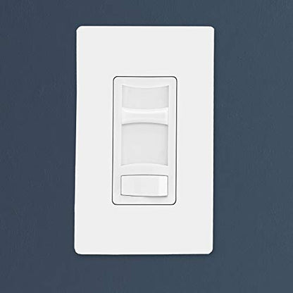Maxxima LED Slide Dimmer Switch, White, 3-Way/Single Pole, 600 Watt Max | LED Compatible, Decorative Electrical Light Switch, On/Off Switch, Screwless Wall Plate Cover Included