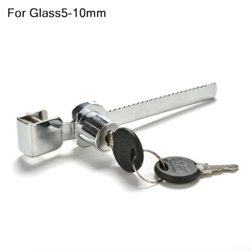 Sliding Glass Door Lock for Reptile Vivarium or Display Cabinet, Zinc Alloy Chrome Finish with 2 Keys for Secure Pet Enclosure and Showcase Protection(5-10mm) - size: 5-10mm