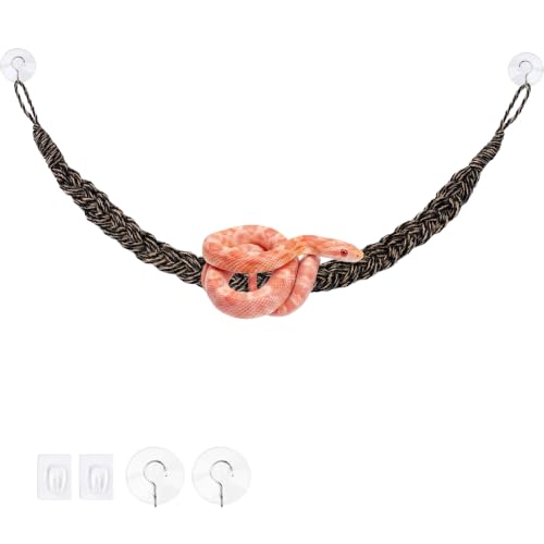 Snake Climbing Rope & Reptile Vines 27.5" Braided Hemp Toys for Terrarium Enrichment, Ball Python, Corn Snake, Crested Gecko & Hermit Crab Tank Accessories (Blak) - color: Black