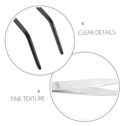2pcs Stainless Steel Gecko Feeding Tongs with Rubber Tips Long Curved Aquarium Tweezers for Reptiles Lightweight Terrarium Supplies for Snakes and Lizards
