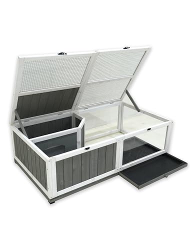 Tortoise Habitat Indoor Wooden Tortoise House, Turtle Enclosure Outdoor Reptile Cage with Removable Bottom,Openable Roof Activity Area and Removable Tray Lizard