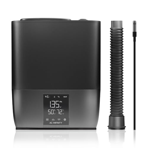 AC Infinity CLOUDFORGE T5, Warm Mist Plant Humidifier 9L with VPD Humidity 10-Level Controls, Hot/Cold Vaporizer for All Climates, Continuous Water Purifying, Extendable Targeted Hose for Grow Tents - size: 9 L