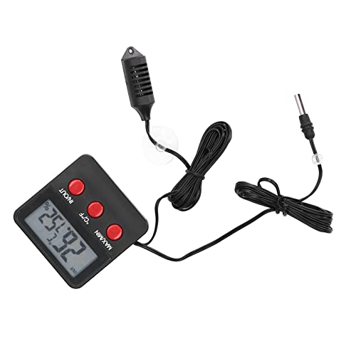 DTH 74 Humidity Temperature, Digital Thermometer Hygrometer, Accurate Indoor Outdoor Temp Sensor with External Probe, Clear Display for Room Greenhouse Reptile Terrarium
