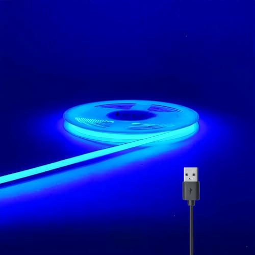 Ultra-Narrow 3mm USB COB LED Strip Lights Self-Adhesive, for Kitchen Cabinets, Bedroom, Gaming Desk (Blue, 2ft) - color: Blue, size: 2ft