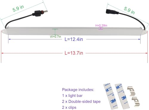 LEDENET® 12" 6500K-7000K White Super Bright 18LEDs 5050 Aquarium LED Strip Lighting Waterproof Aluminum Lighting 12V DC LED Linear Bar Lamp (Cold White, 12" Long) - color: White