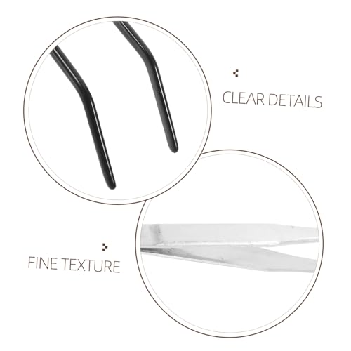 POPETPOP 2pcs Stainless Steel Feeding Tongs with Protective Rubber Tips for Reptiles of Curved Handle Aquarium Tweezers for Snakes Lizards and Aquatic Plants