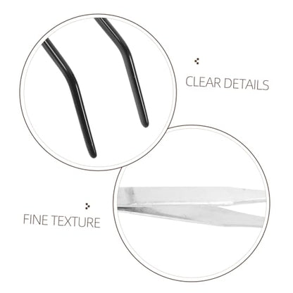 POPETPOP 2pcs Stainless Steel Feeding Tongs with Protective Rubber Tips for Reptiles of Curved Handle Aquarium Tweezers for Snakes Lizards and Aquatic Plants