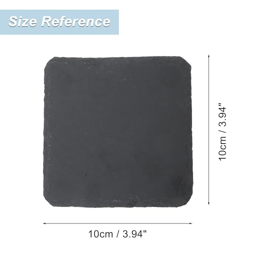 Reptile Basking Platform, Square Tortoise Habitat Slate, Turtle Feeding Slate, Habitat Decor Accessories for Crested Gecko Lizard, Gray Black