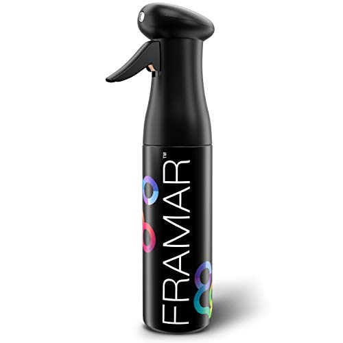 FRAMAR Premium Hair Mister Spray Bottle – Continuous Spray Bottle For Hair, Water Sprayer, Continuous Mister for Salon Supplies – Ultra Fine Mist – Black 250 ml - color: Black