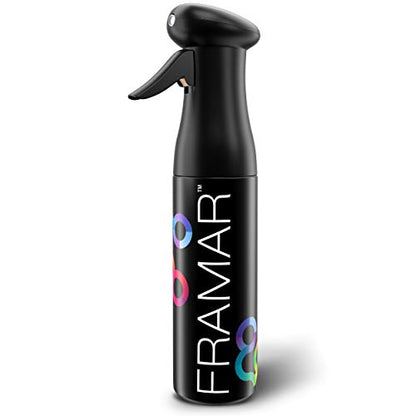 FRAMAR Premium Hair Mister Spray Bottle – Continuous Spray Bottle For Hair, Water Sprayer, Continuous Mister for Salon Supplies – Ultra Fine Mist – Black 250 ml - color: Black