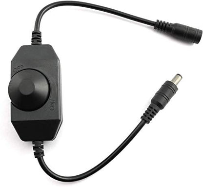 1pc DC 12V 24V LED Strip Dimmer Switch with DC Female Male Adapter Single Color Mini LED Lamp Lighting Accessories Brightness Adjustable Controller Manual Knob Dimmer Switch Black - color: Black