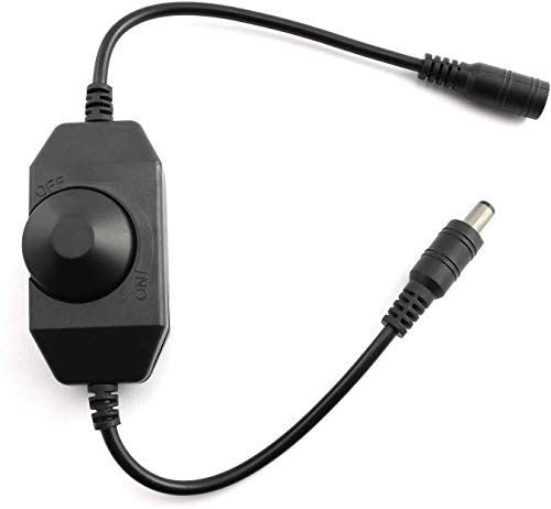 1pc DC 12V 24V LED Strip Dimmer Switch with DC Female Male Adapter Single Color Mini LED Lamp Lighting Accessories Brightness Adjustable Controller Manual Knob Dimmer Switch Black - color: Black