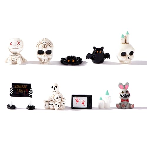 OULIGET Halloween Resin Ornaments,Cute Halloween Ornaments and Decorations for Crafts,Halloween 3D Decoration Miniatures Kit for Garden Landscape Desk Party Favors,10 Pieces