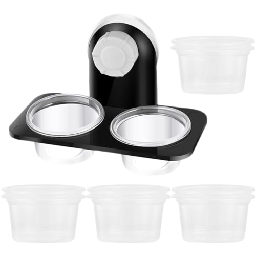 Cabilock Reptile Suction Cup Feeder Bowl Set with 10 Hanging Feeding Dishes, Dual-Compartment Water and Food Containers for Terrarium Use, Suitable for Lizards, Geckos, and Turtles