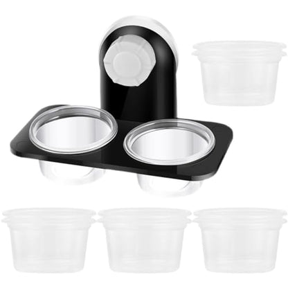 Cabilock Reptile Suction Cup Feeder Bowl Set with 10 Hanging Feeding Dishes, Dual-Compartment Water and Food Containers for Terrarium Use, Suitable for Lizards, Geckos, and Turtles