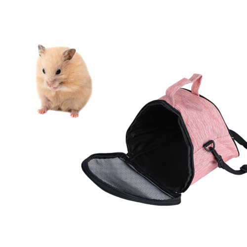 ITODA Hamster Carrier Guinea Pig Bag Breathable Outdoor Travel Bag Portable Squirrel Snake Pouch for Chinchilla Hamster Bird Bunny Hedgehog Sugar Glider Gerbil - color: Lighter Red