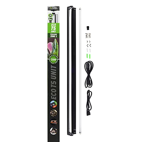 Reptile Systems Eco T5 Unit Zone 2 Reptile Lighting Kit – 36in-39w - Slimline Fixture with HOT5 Lamp, Reflector & Flicker-Free Ballast – Ideal for Terrariums, Chameleons & Geckos - size: 36in-39w