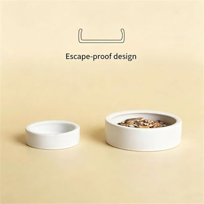 Ceramic Reptile Feeding Bowl Anti-Escape Worm Dish Lizard Gecko Bearded Dragon Food Water Bowl Terrarium Habitat Decor - size: M+L