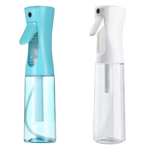 Misto Continuous Spray Bottle with Ultra Fine Mist - 6.8oz/200ml for Hair, Home Cleaning, Salons, Plants, Aromatherapy, and More - Hair Spray Bottle, Barber Accessories (2 Pack) (Blue white) - color: Blue white