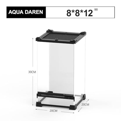 Reptile Tall Glass Terrarium Rainforest Habitat Single Door with Screen Ventilation,Small Reptile Terrarium for Spiders, Tarantulas, Snail, Mantis, Lizard (8 * 8 * 12 inch) - size: 8*8*12 inch