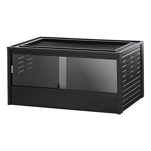 New Age Pet ECOFLEX 48" Wide Large Reptile Habitat, Mojave Lounge for Snakes, Tortoises & Lizards in Maple, Black & Grey, Easy Assembly, Sliding Glass Doors & Mesh Top - color: Black, size: Large