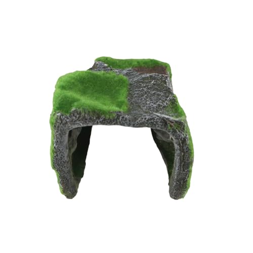 Tortoise Hide Cave Reptile Rock Hideout Cave, Small Resin Hides Shelter, Realistic Reptile Moss Rock Habitat Decor Rest Cave Terrarium Accessories