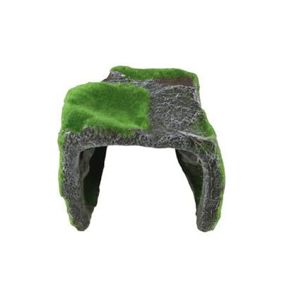 Tortoise Hide Cave Reptile Rock Hideout Cave, Small Resin Hides Shelter, Realistic Reptile Moss Rock Habitat Decor Rest Cave Terrarium Accessories