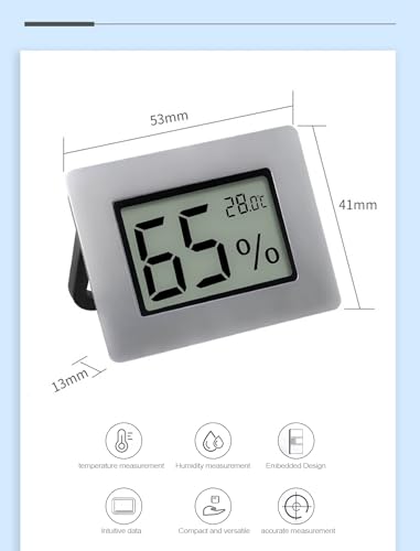 Mini Hygrometer Thermometer, Cigar Embedded Design LCD Electronic Digital Indoor Humidity Gauge Monitor for Cigar Box, Guitar Case, Jars, Wine Cabinet, Greenhouse, Cellar