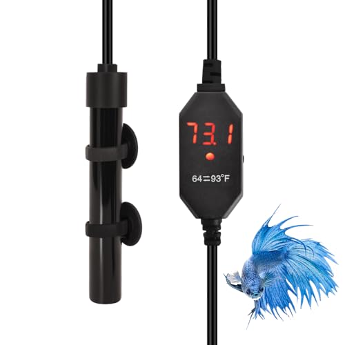 YOFOTHS Mini Aquarium Heater Alumina Ceramic, USB 10W Digital Display Thermostat, Compact Thumb-Size Fish Tank Heater with Temperature Control, Black, for 1 Gallon Betta Tanks (USB10W) - size: USB10W