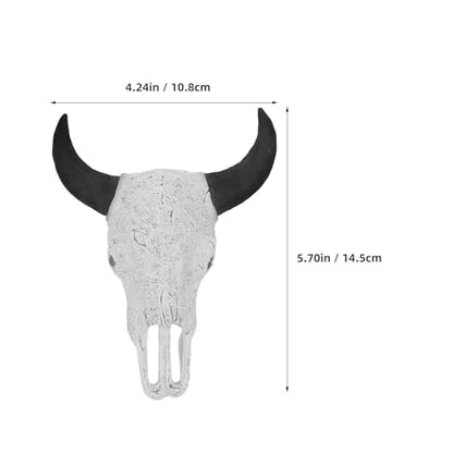 VALICLUD Large Black Horned Skull Reptile Hideout Resin Cave for Terrarium Habitat, Snake and Bearded Dragon Shelter Aquarium Decoration