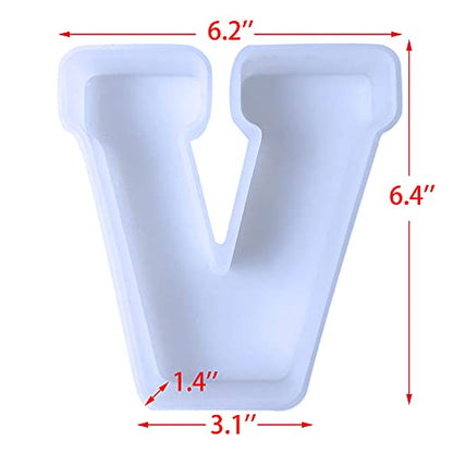 6 inch 26 Pack English Alphabet Silicone Letter Mold - Capital & Large Letter Resin Casting Mold - color: letter-6inch-26-pack