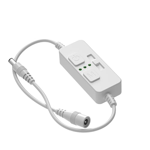AIBOO Single Color Slider Dimmer with Timer - PWM 1pc DC 5V/12V/24V LED Controller, 36W Max, Slide Brightness Control & Auto-Off for LED Strip Lights, Closet, Counter, Aquarium Lighting (White) - color: White