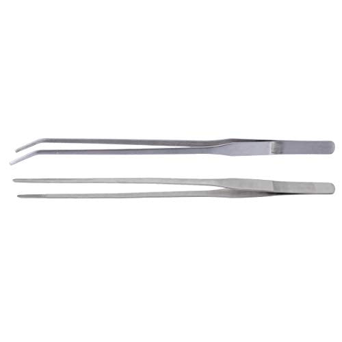 YSTAR Stainless Steel Long Reptile Tweezers Feeding Tongs for Snake Lizards Bearded Dragon Leopard Gecko and Spider Terrarium Supplies 2Pcs