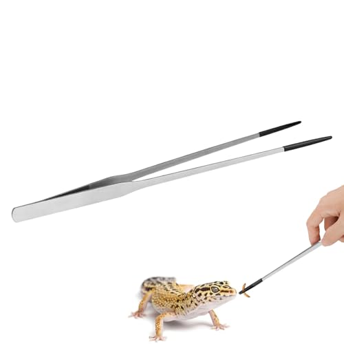 Rubber Tip Reptile Feeding Tongs | Bearded Dragon Long Tweezer | 10.6 Inches Stainless Steel Aquarium Tank Accessories for Aquarium Or Craft - color: straight