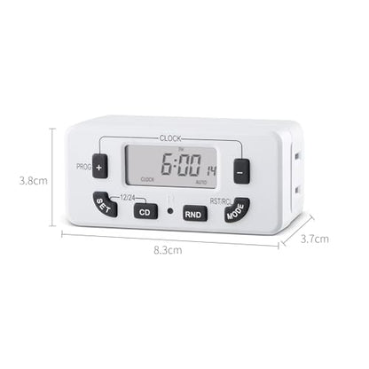 7 Day Programmable Digital Timer Outlet, Indoor Timer with Single Plug-in, Suitable for Lamp, Fan, Aquarium, 15A 1/2HP, 2 Pack - size: 2 PACK