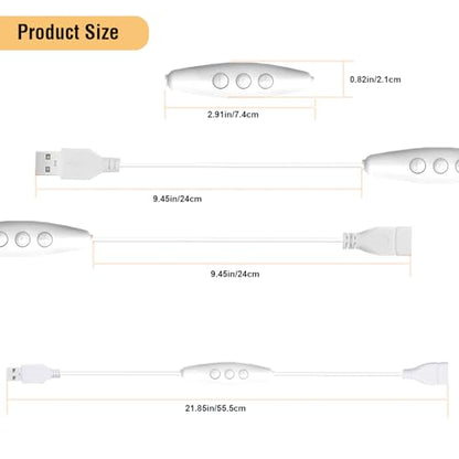 USB Dimmer Switch 2 Pack, 10-Level PWM Dimming with Memory Function for 5V LED Strips, Desk Lamps, Neon Sign and RV (5Volt 2A Max, Stepless 10%-100%)