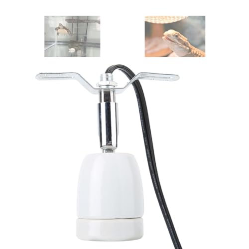 E27 Reptile Lamp Holder, Adjustable Reptile Lamp Stand 300W Loading Reptile Lamp Fixture Metal and Ceramic Reptile Light Stand for Small Reptile Animals Lizard,Tortoise