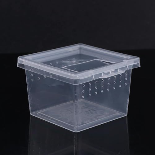 Small Reptile Breeding Box for Reptiles Small Snake Turtle Spiders Geckos Frogs Breeding Box Case Feeding Hatching Container Transparent(A) - style: A