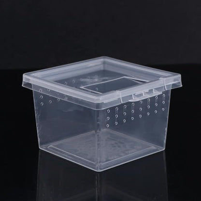 Small Reptile Breeding Box for Reptiles Small Snake Turtle Spiders Geckos Frogs Breeding Box Case Feeding Hatching Container Transparent(A) - style: A
