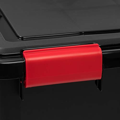 IRIS USA WeatherPro 31 Qt Storage Bins with Lids, 6 Pack, BPA-Free Plastic Gasket Box with Tight Latch and Seal, Stackable Nestable Tote Tub - Black/Red - size: 31 Qt. - 6 Pack