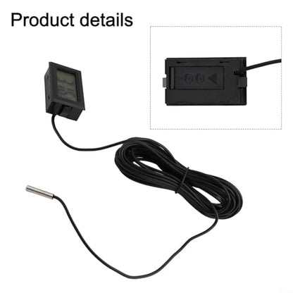 Digital for MINI Thermometer with LCD Display Waterproof Humidity Meter Sensor -50 to 110°C for Aquariums Terrariums and Liquid Measurement Includes for Battery and Black Cable(5 Meters) - size: 5 meters