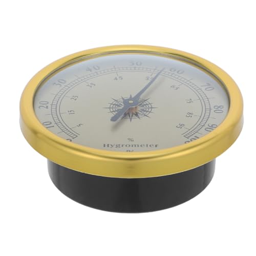 Golden with 2% Rh Resolution Hygrometer Round Analog Stainless Steel and Glass Construction, Battery-Free, Easy for Reptile Terrarium and Room Use
